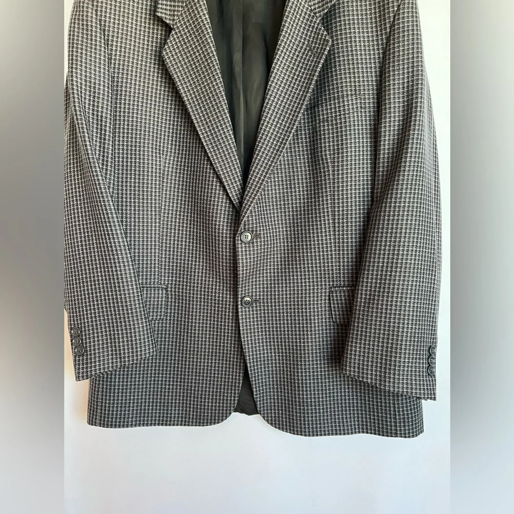 Vito Rufolo Mens Plaid Single Breasted‎ Sports Black Gray Plaid Coat Size 44R